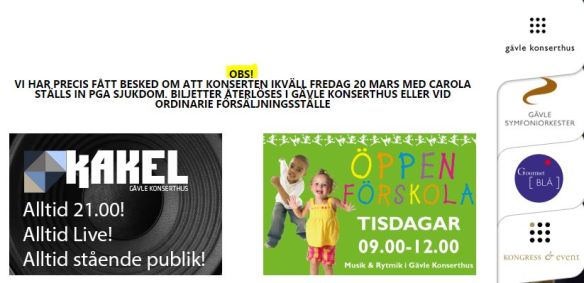 Carola inställt Gävle